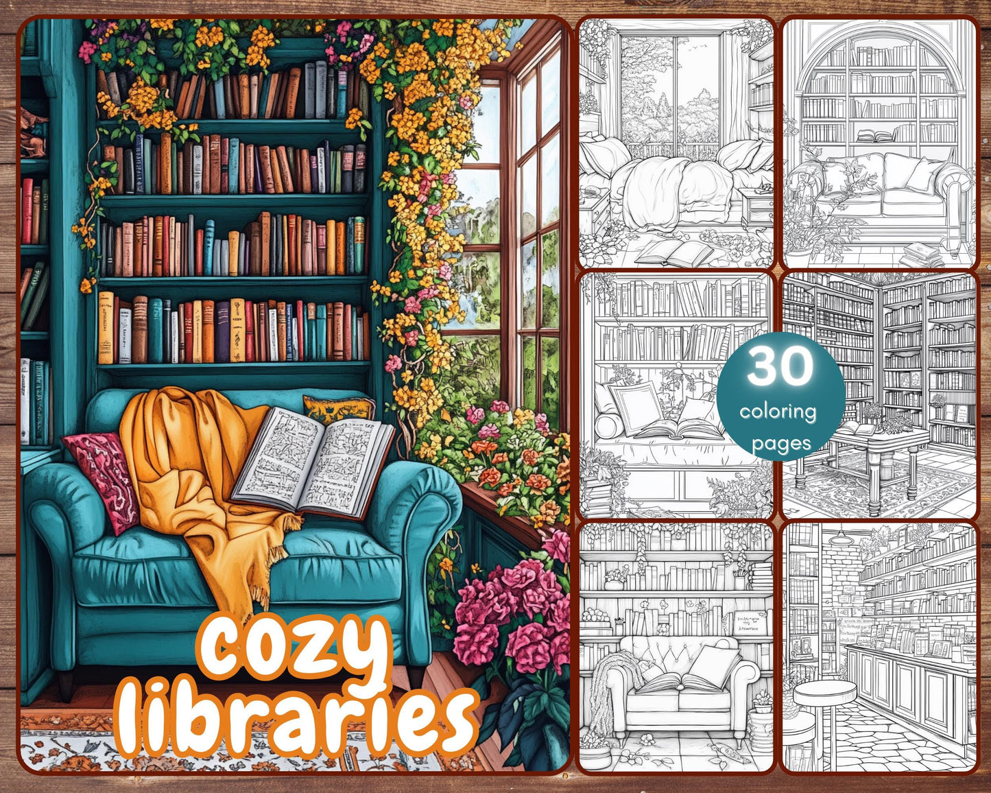 cozy libraries coloring book