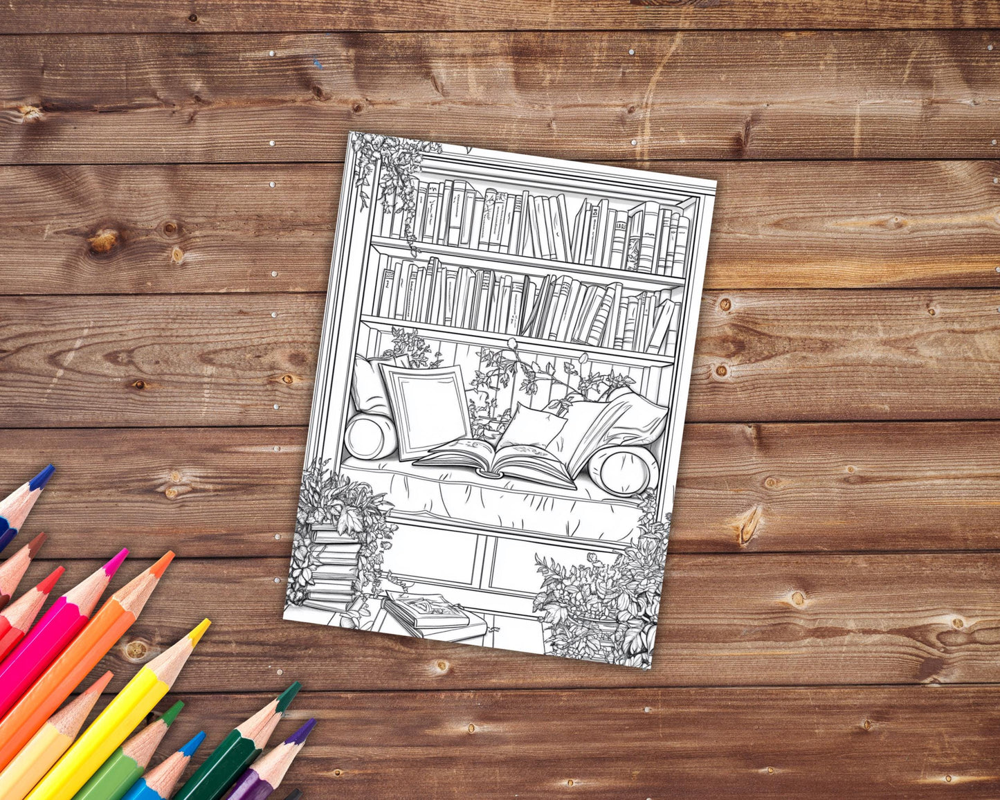 Cozy Libraries Coloring Book, Digital Download