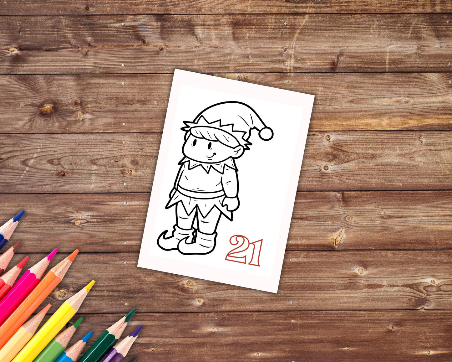 Christmas Advent Calendar Coloring Book, Printable Countdown to Christmas for Adults and Kids, Instant Download, Simple Coloring Pages