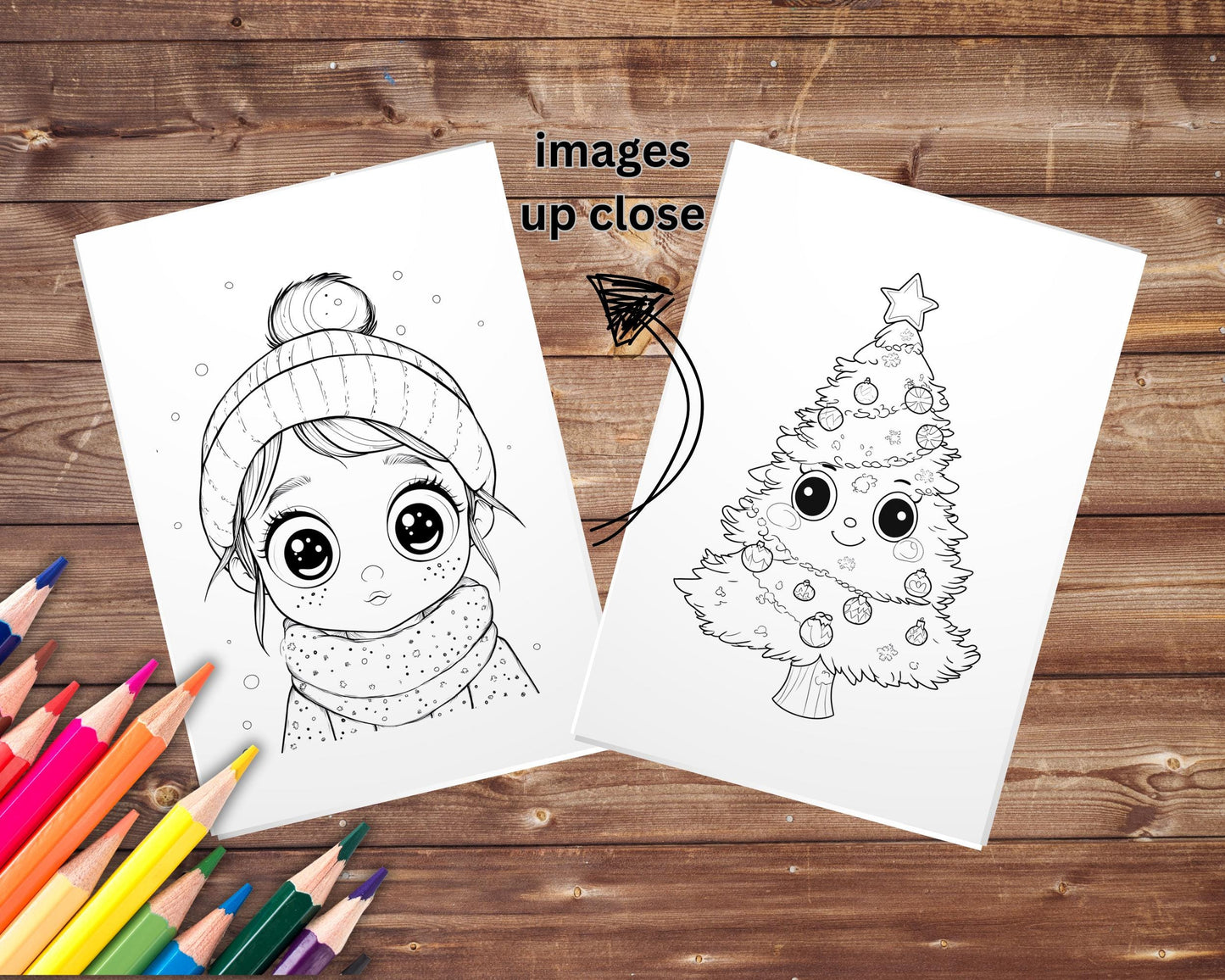 Kawaii Christmas Advent Calendar Coloring Book, Printable Countdown to Christmas for Adults and Kids, Instant Download, Cute Coloring Pages