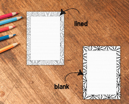 Mindfulness Coloring Journal, Colorable Journal Pages, Stationery Paper, Colouring Page Border, Printable Journals, Instant Download