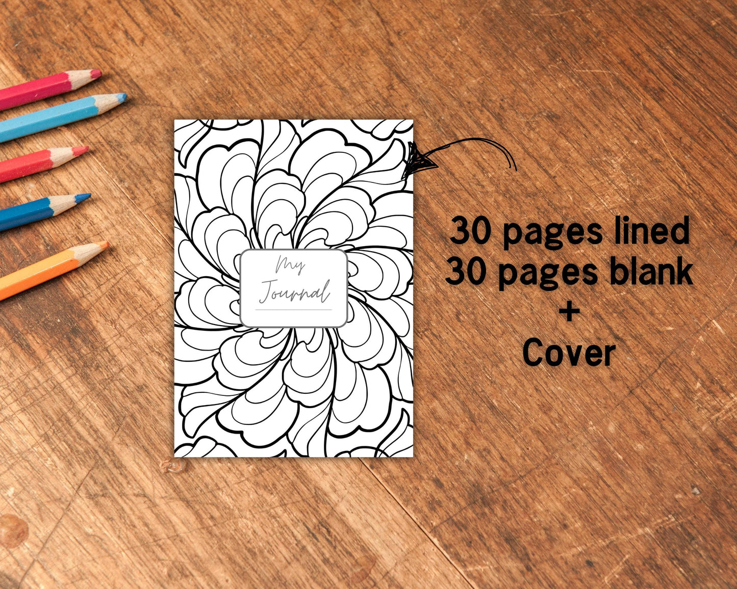 Mindfulness Coloring Journal, Colorable Journal Pages, Stationery Paper, Colouring Page Border, Printable Journals, Instant Download