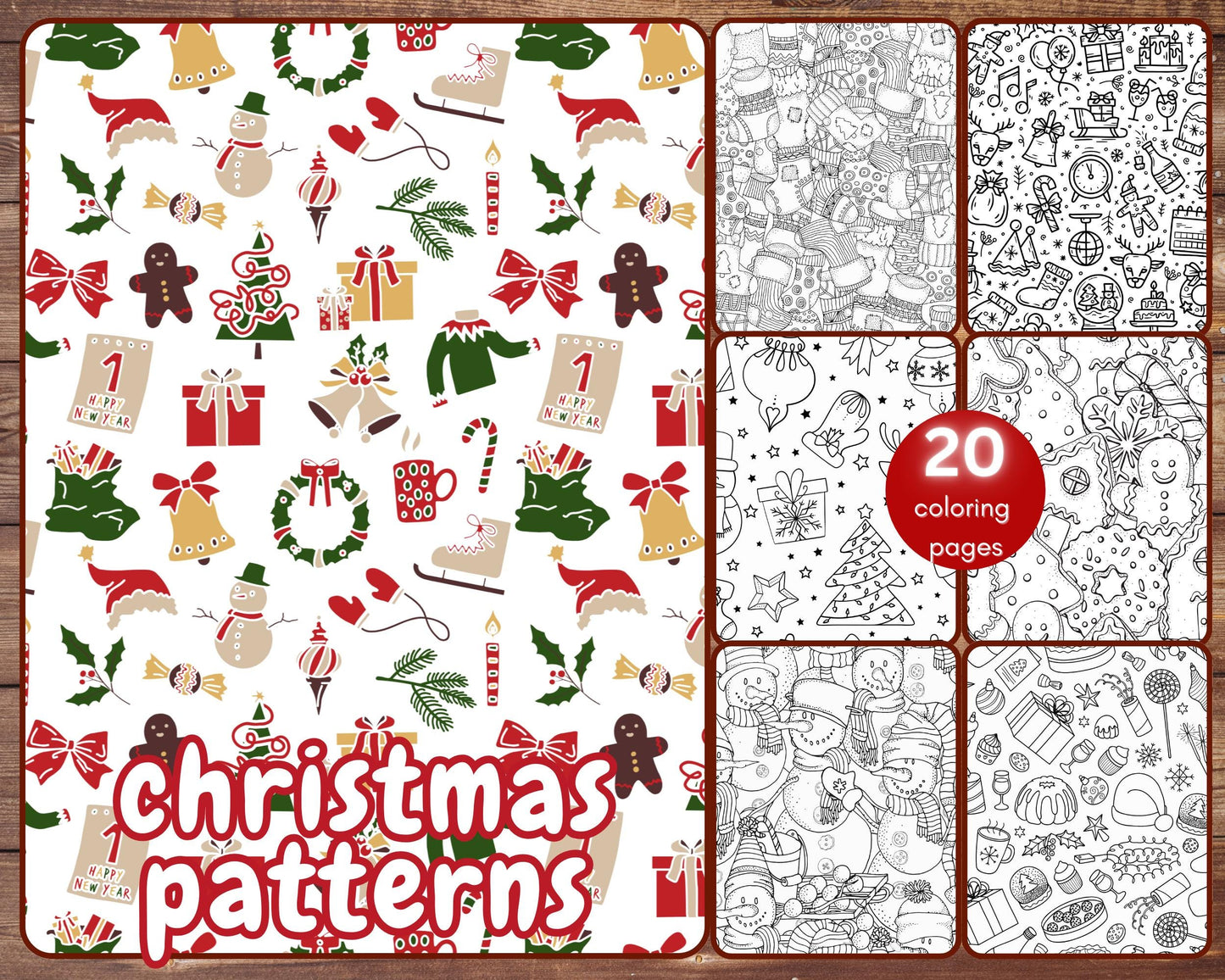 christmas patterns coloring book