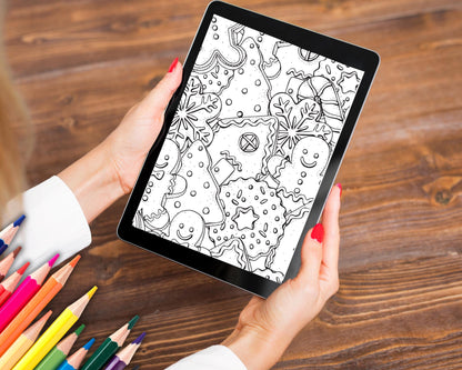 Christmas Patterns Coloring Book, Digital Download