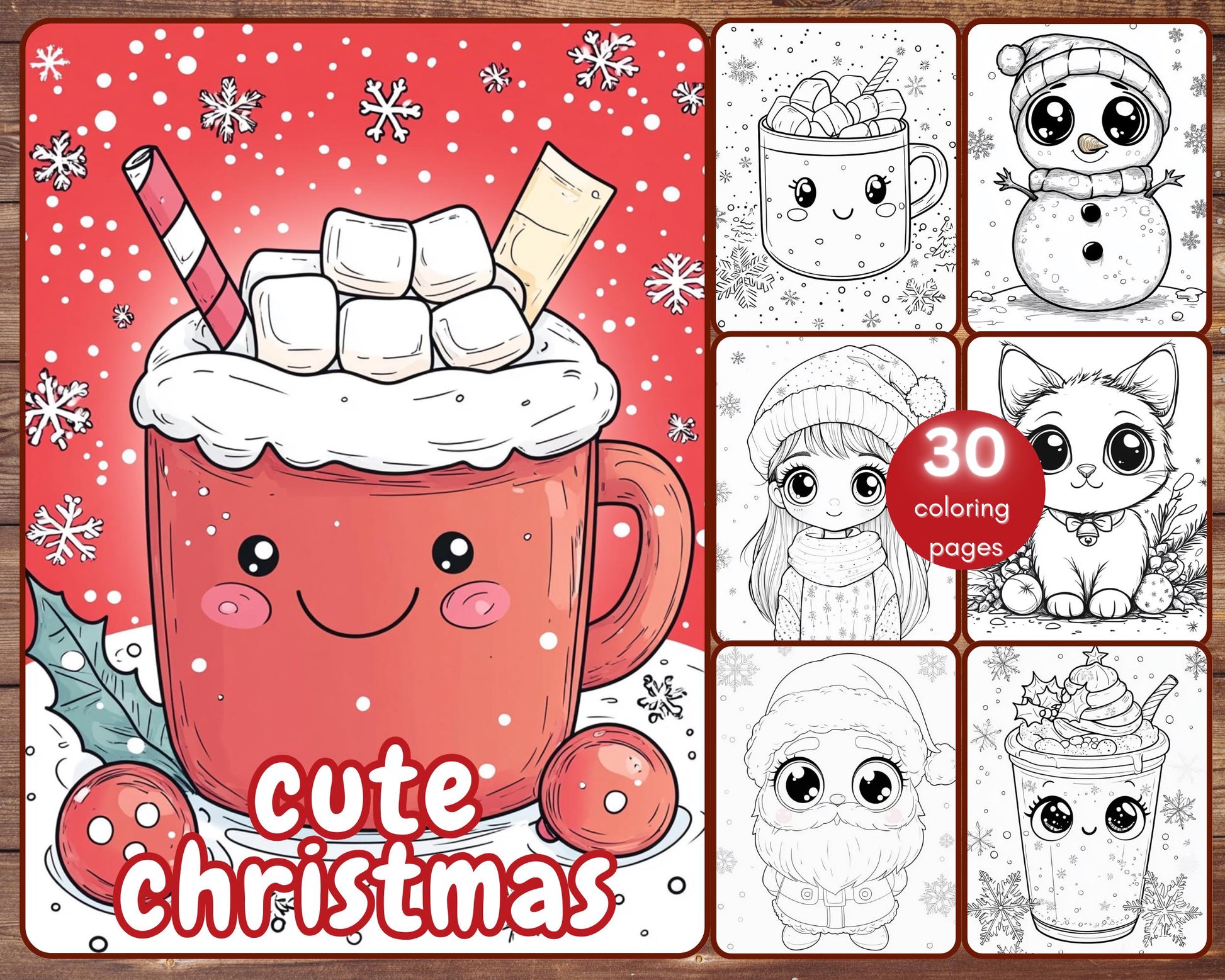 easy cute kawaii christmas tree digital coloring book