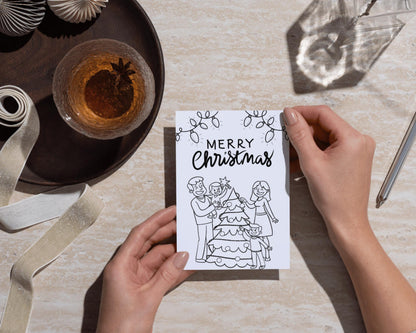 Custom Christmas Coloring Cards, Printable Colouring Greeting Cards for Kids, DIY Personalized Colorable Christmas Card, Instant Download